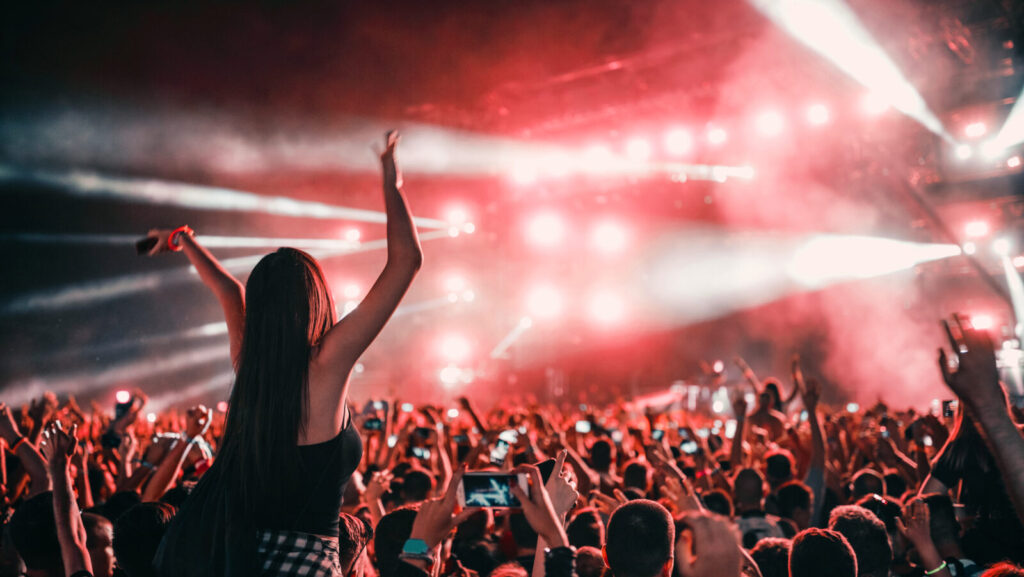 Crowd partying at a music gig